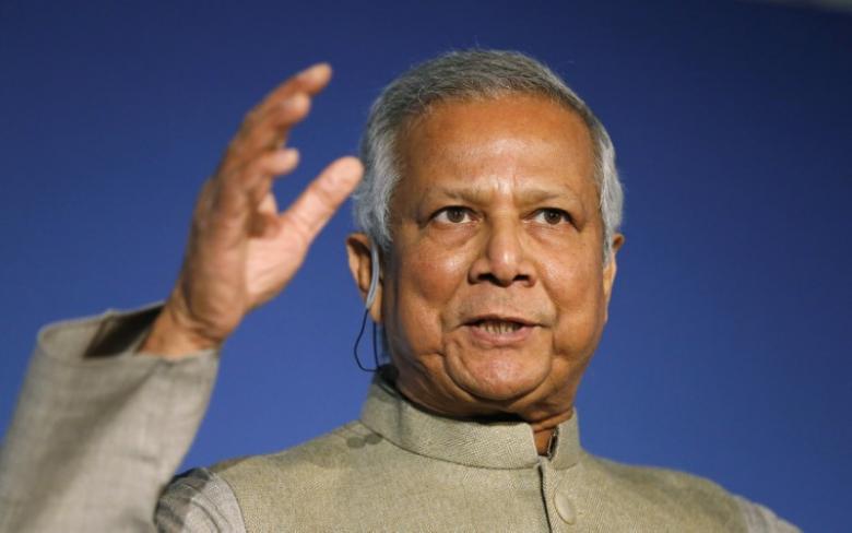 Nobel peace laureate Muhammad Yunus speaks at the Trust Women conference in London Nov. 19, 2014.