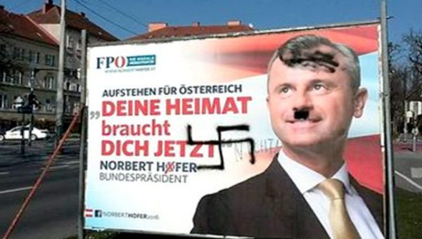 Campaign poster for Austrian Presidential Candidate Norbert Hofer reads 