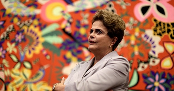Suspended Brazilian President Dilma Rousseff attends a news conference in Brasilia