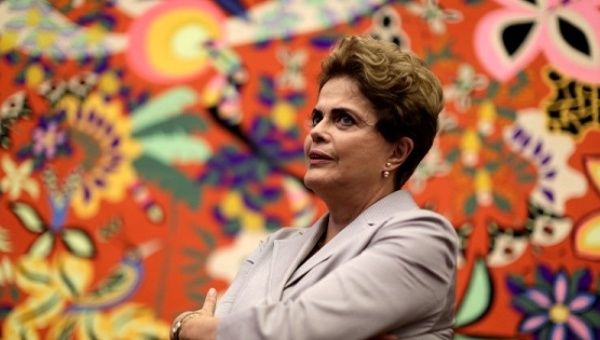 Suspended Brazilian President Dilma Rousseff attends a news conference in Brasilia