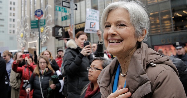 Green Party presidential nominee Jill Stein holds a news conference outside Trump Tower in Manhattan, New York City.