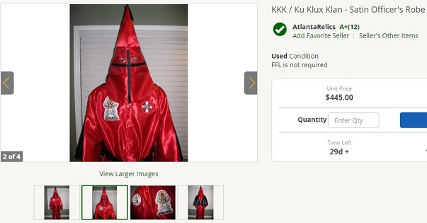A satin officer's robe is selling for US$445.