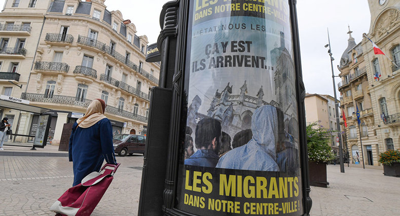 Anti-immigrant placards appeared in numerous public places in the French town of Beziers amid a growing wave of Islamaphobia.