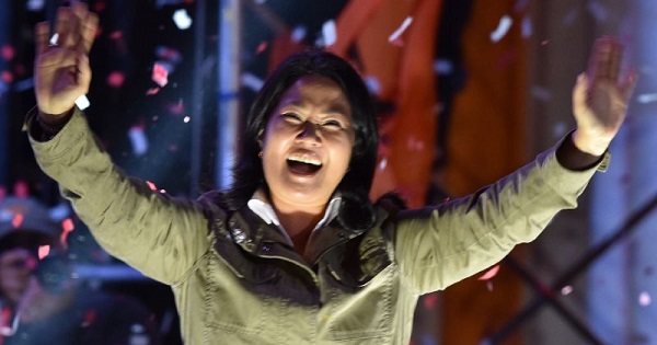Fujimori greets supporters during a campaign rally in Lima, on May 25, 2016.