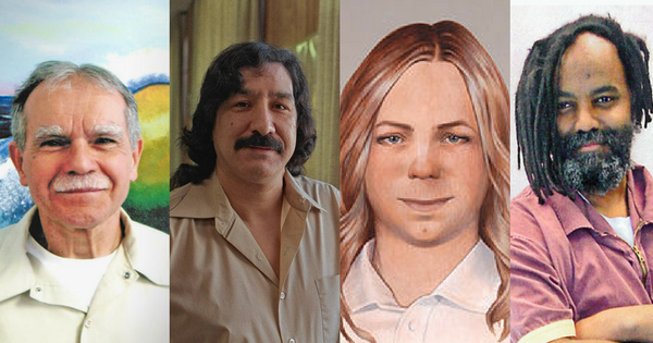 From L-R: Oscar López Rivera, Leonard Peltier, Chelsea Manning, and Mumia Abu-Jamal