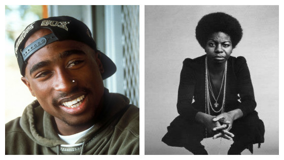 Tupac Shakur (L) and Nina Simone (R)