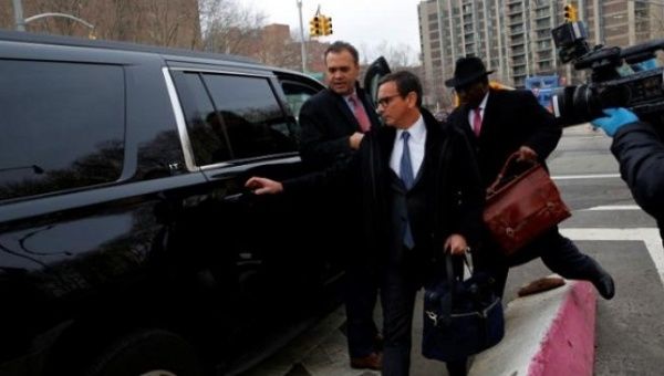 Adriano Sa De Seixas Maia, an assistant general counsel at Odebrecht, exits the Justice Department in Brooklyn, New York City, U.S., Dec 21, 2016. 
