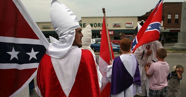 Members of the KKK marched in a 2009 Tennessee rally.
