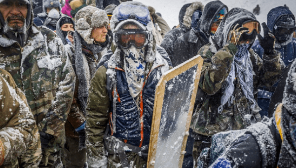 Dakota Pipeline Protests brave blizzards earlier in December.