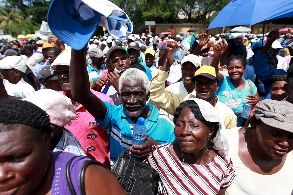 Haitians protest the Dominican government's immigration law reform earlier this year.