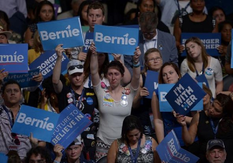 Inconsolable Bernie Sanders supporters were heartbroken as it appeared that the Vermont senator was putting the brakes on his so-called 