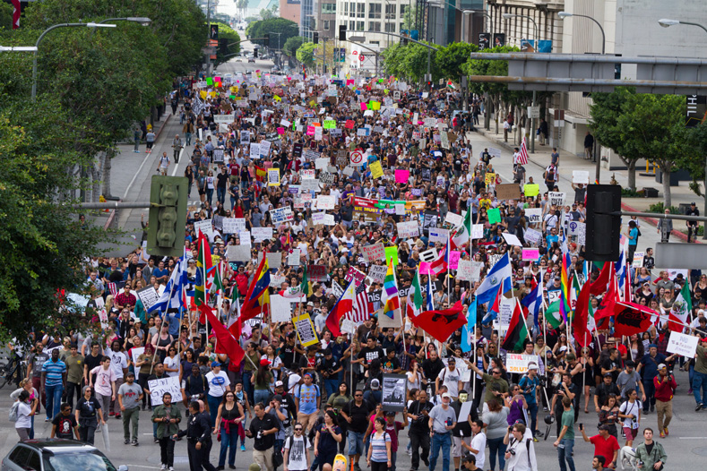 Tens of thousands of protesters took to the streets of Los Angeles, California, on Nov. 12 to denounce the results of the election and express their willingness to continue to fight to defend communities from anti-immigrant, anti-LGBTQ, white supremacist and anti-worker measures under the incoming Trump administration.
