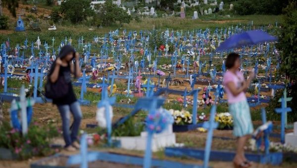 A general view of the cemetery of Taruma during a funeral of one of the inmates who died after a prison riot, in Manaus.