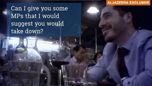 Shai Masot, an Israeli diplomat in London, is seen in an Al-Jazeera video plotting against British lawmakers.