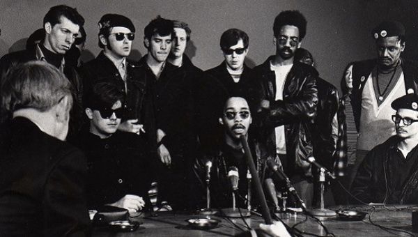 The Black Panthers and Young Patriots hold a press conference in 1969.