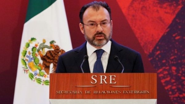 Mexico's Foreign Minister Luis Videgaray delivers a speech during a meeting with diplomatic corps in Mexico City, Mexico, Jan. 9, 2017.