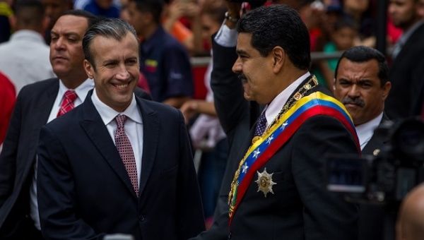 President Nicolas Maduro and Vice President Tareck El Aissami outside the Supreme Court in Caracas.