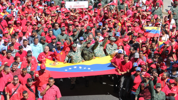 PSUV vice president, Diosdado Cabello, leads a march through Caracas.