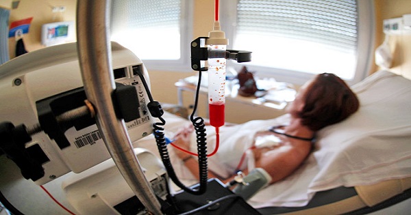 A patient receives chemotherapy treatment.