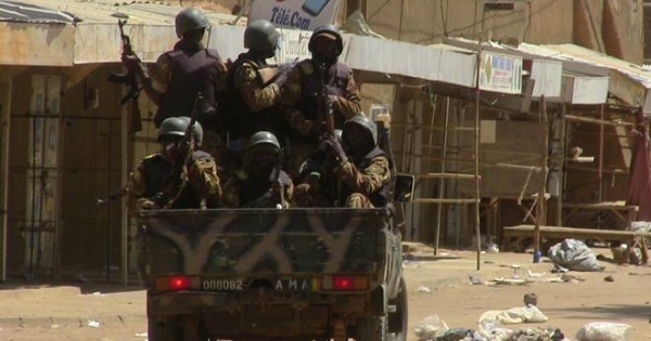Mali soldiers patrol northern Mali.