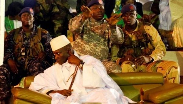 Gambia's President Yahya Jammeh, who has refused to resign, attends a rally in Banjul, Gambia, Nov. 29, 2016. 