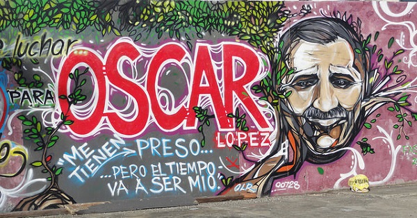 A mural in Barrio Canas, Ponce, Puerto Rico for the freedom of Lopez Rivera