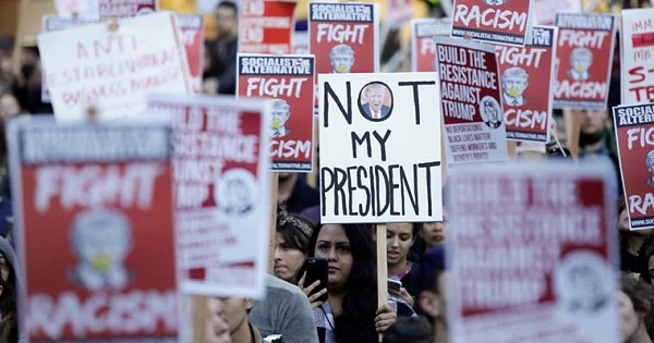 Protestors denounce the election of Donald Trump as U.S. President in Seattle, Washington. Nov 6. 2016