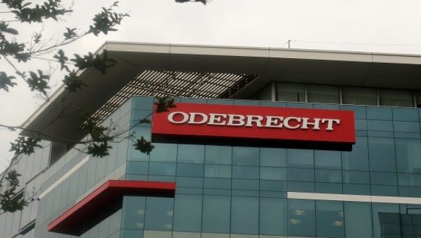 A sign of the Odebrecht Brazilian construction conglomerate is seen at their headquarters in Lima, Peru, January 5, 2017
