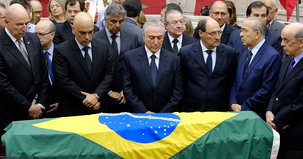Brazilian President Michel Temer attends the wake of Brazilian Supreme Court Justice Teori Zavascki, in Porto Alegre.