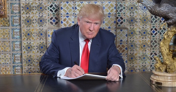 Trump claimed this photo showed him writing his inaugural speech. The Wall Street Journal revealed he did not.