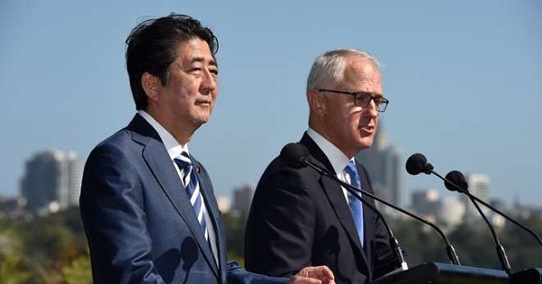 Japanese Prime Minister Shinzo Abe and Australian counterpart Malcolm Turnbull in Sydney this month.