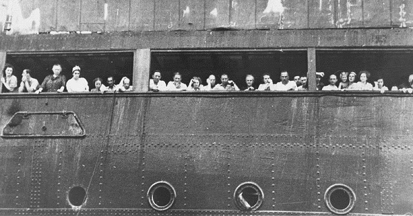 Jewish refugees fleeing the Nazi's aboard the MS St. Louis, which was turned back at the U.S. border, condeming all its passengers to death during the Holocaust