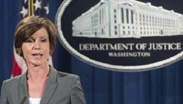 Acting U.S. Attorney General Sally Yates has been dismissed.
