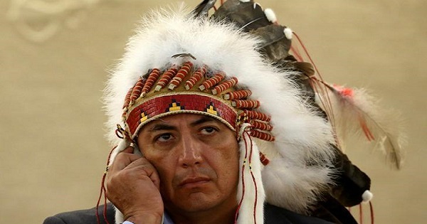Dave Archambault II, chairman of the Standing Rock Sioux, waits to give his speech against the Dakota Access oil pipeline at the United Nations.