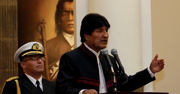 Bolivia's President Morales speaks during a ceremony at the Presidential Palace in La Paz.