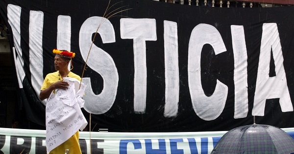 Campesinos and Indigenous groups protest against Chevron.