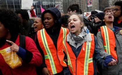 New York High School Students Protest Trump