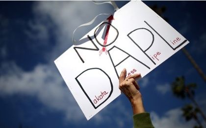 NODAPL sign during a protest near the Standing Rock Sioux Nation, Oct. 27, 2016