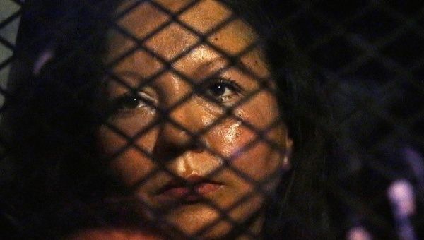 Guadalupe Gacria de Rayos seen in an Immigration and Customs Enforcement van after her arrest. Feb 8. 2017