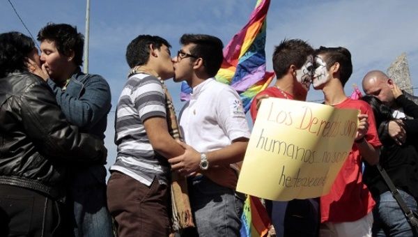 The mass “kissathon” is a peaceful protest that demands authorities provide equal rights for same-sex couples in Peru. 