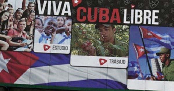 A billboard in Cuba proclaiming, 