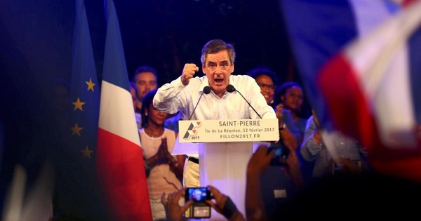 Fillon, former French prime minister, and 2017 presidential candidate of the French centre-right, attends a political rally.