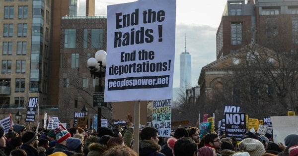 Protest against President Trump's immigration policy and the recent ICE raids in New York City, Feb. 11, 2017.