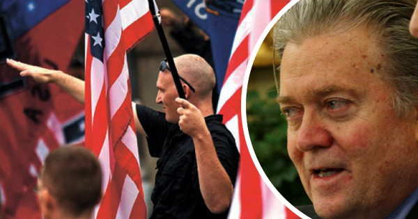 Combination photo of U.S. neo-Nazi giving a 