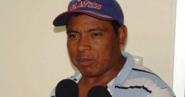 Tolupan leader Jose De Los Santos Sevilla during an interview with local television