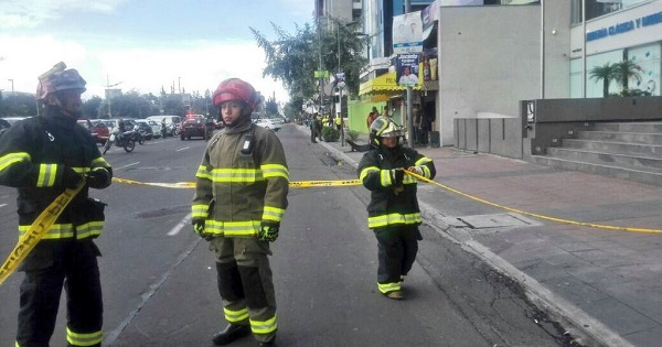 An ambulance, two fire trucks and 15 firefighters showed up to the office in Quito to cordon off the area and ensure personnel was safe.