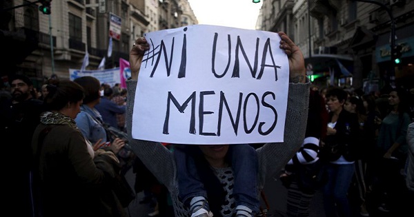 Poster with slogan #NotOneMore during a march in Buenos Aires in June 2015.