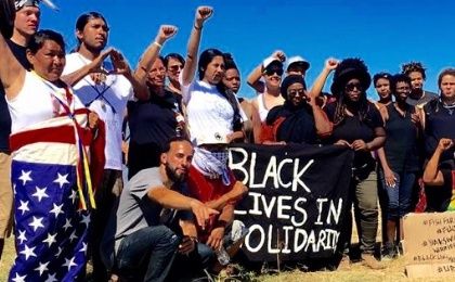 Black Lives Matter activists stand in solidarity with the Dakota Access pipeline resistance.