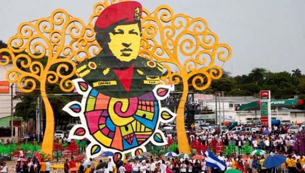 Hugo Chavez Plaza in Managua, Nicaragua honoring the late Venezuelan leader.