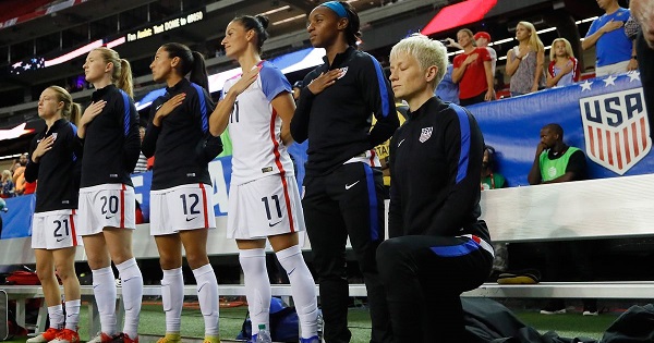 U.S. national player Megan Rapinoe kneeled during the national anthem before two September friendlies.